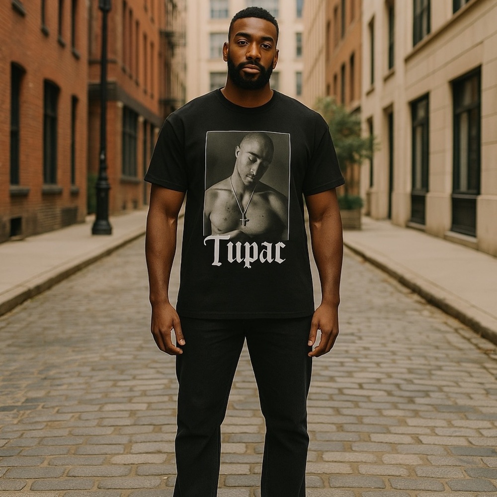 Tupac Shakur Diamond Cross Short Sleeve T-Shirt Adult Size XL NEW